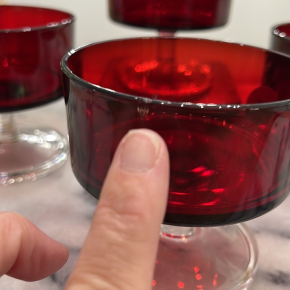 ❤️🇫🇷4 Vintage Luminarc Ruby Sherbet/Champagne Glasses- Made in France🇫🇷❤️ - Picture 7 of 7